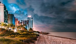 Approaching hurricane Miami beach